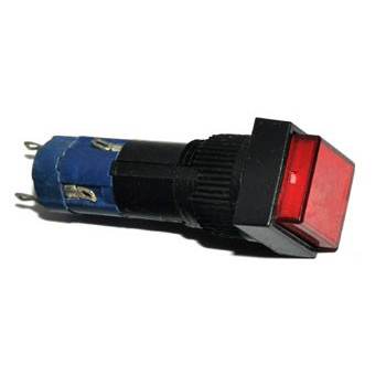 Druk  Toets 1x Wissel Vierkant met LED Rood