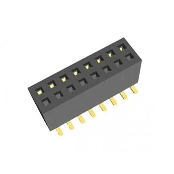 Header   2x  8 polig 1,27mm Female Recht SMD
