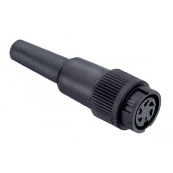 DIN Plug  7 polig 360° Female Recht Schroef Zwart