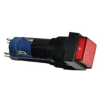 Druk  Toets 1x Wissel Vierkant met LED Rood