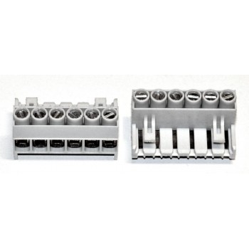 Printkroonsteen  6 polig  Connector Raster 5mm Grijs