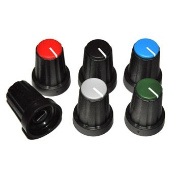 Knop  Zwart  met Groene Dop 11mm (As 4mm)