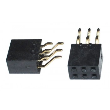 Header 2x 3 polig Female Haaks SMD