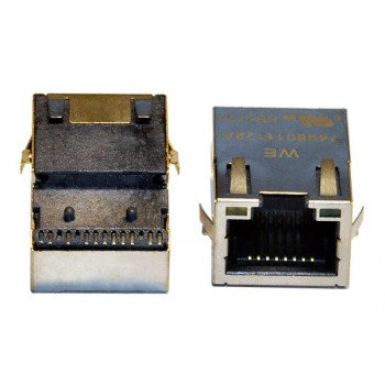 Modulaire PrintBus 8 polig Haaks met LAN Trafo & LED's SMD